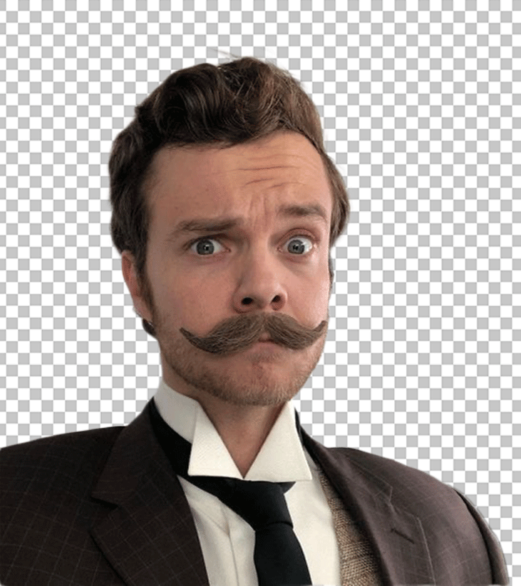 Jack Quaid with mustache PNG Image