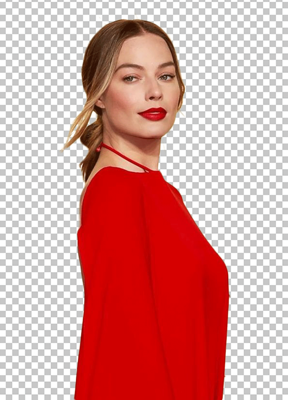 Margot Robbie in red dress PNG Image