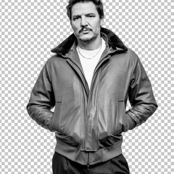 Pedro Pascal wearing leather jacket PNG Image