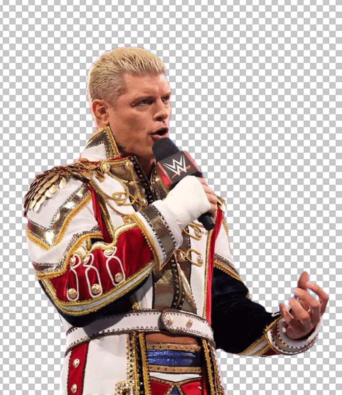 Cody Rhodes speaking in a microphone PNG Image