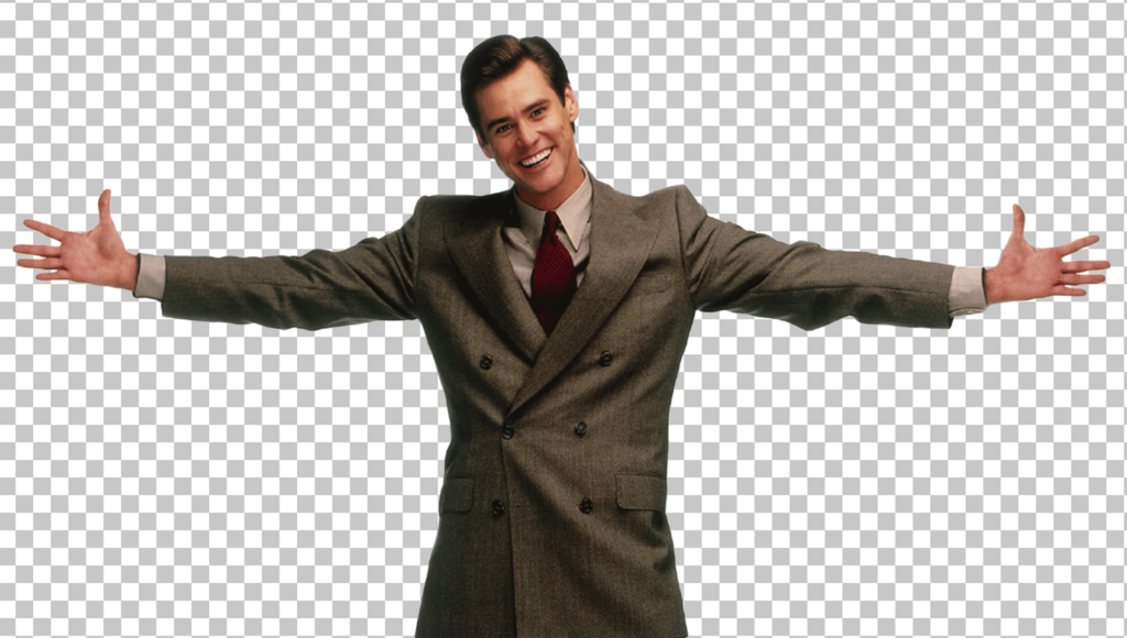 Jim Carrey smiling with his arm open PNG Image