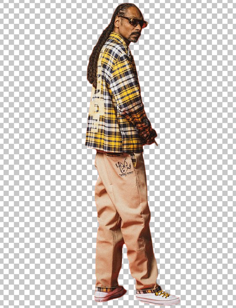 Snoop Dogg standing, looking back PNG Image