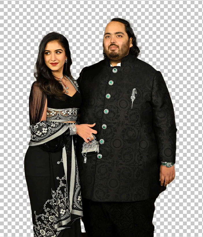 Anant Ambani with his wife Radhika Merchant PNG Image
