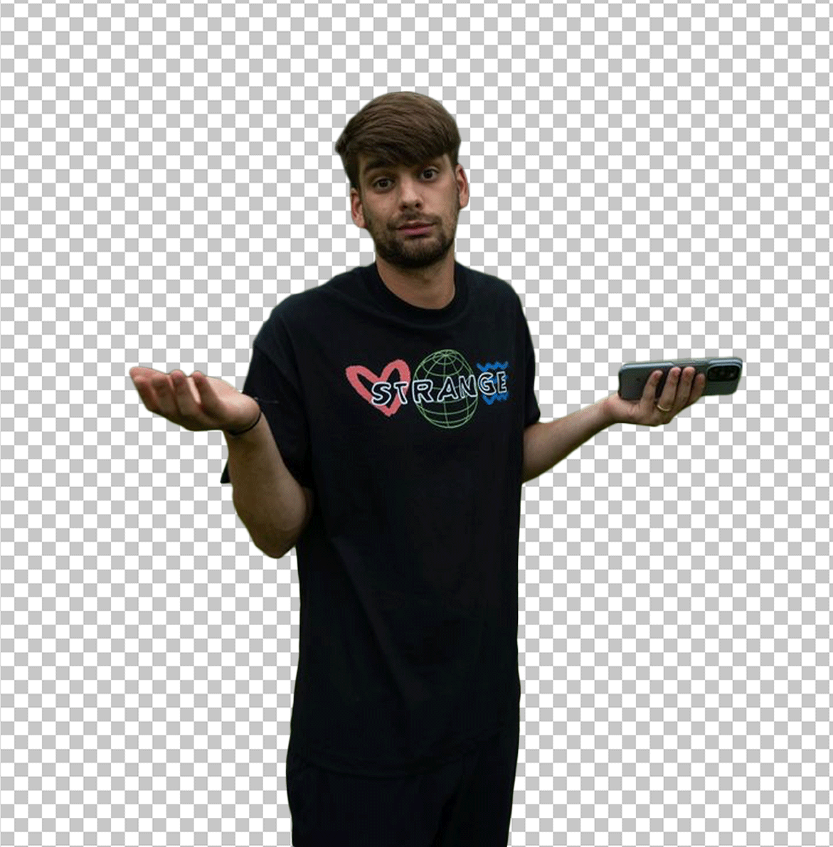 Chandler Hallow is wearing a black t-shirt Transparent PNG Image