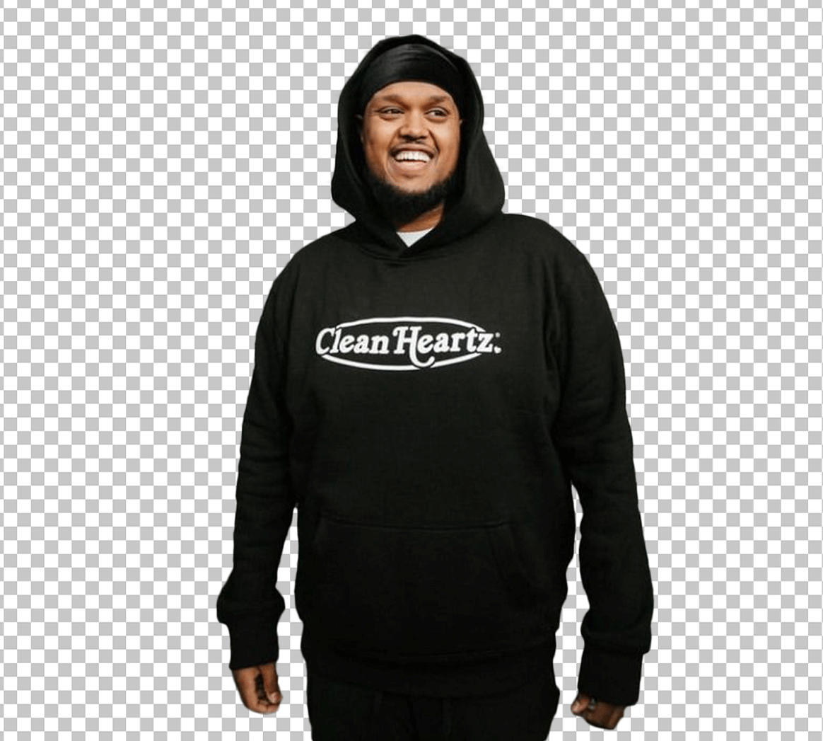 Chunkz wearing a black hoodie PNG Image
