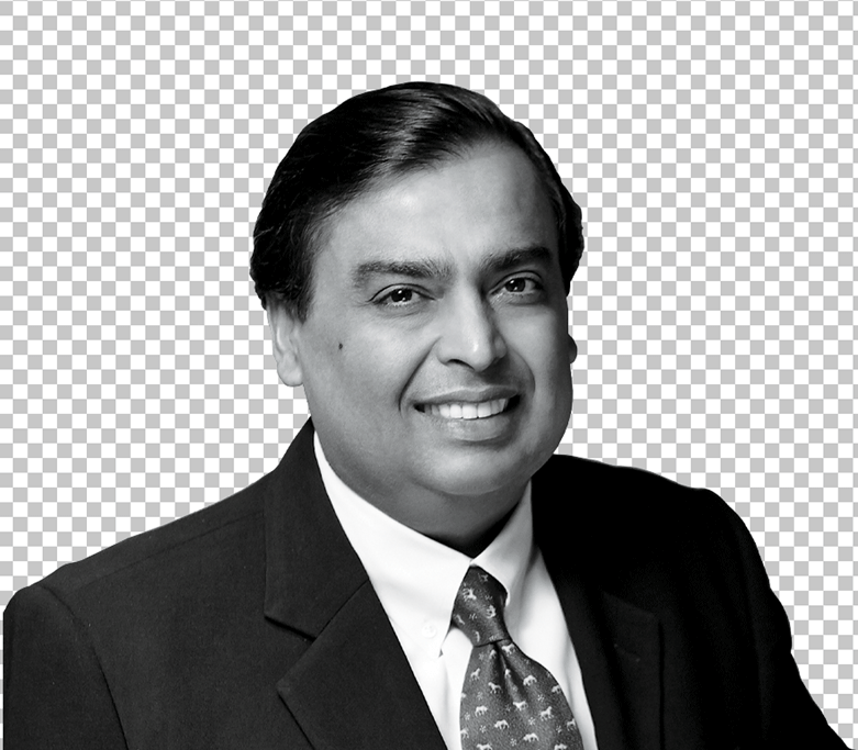 Black and white image of Mukesh Ambani PNG Image