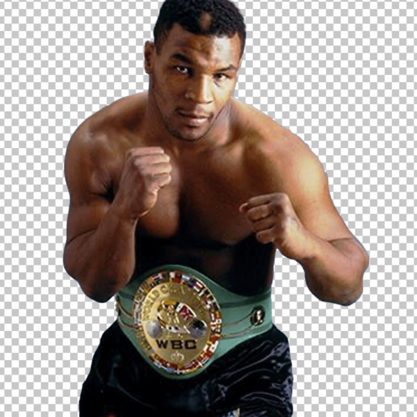 Young Mike Tyson with belt PNG Image