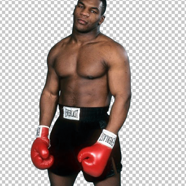 Young Mike Tyson with red gloves PNG Image