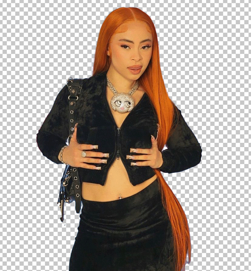 Ice Spice in black dress PNG Image