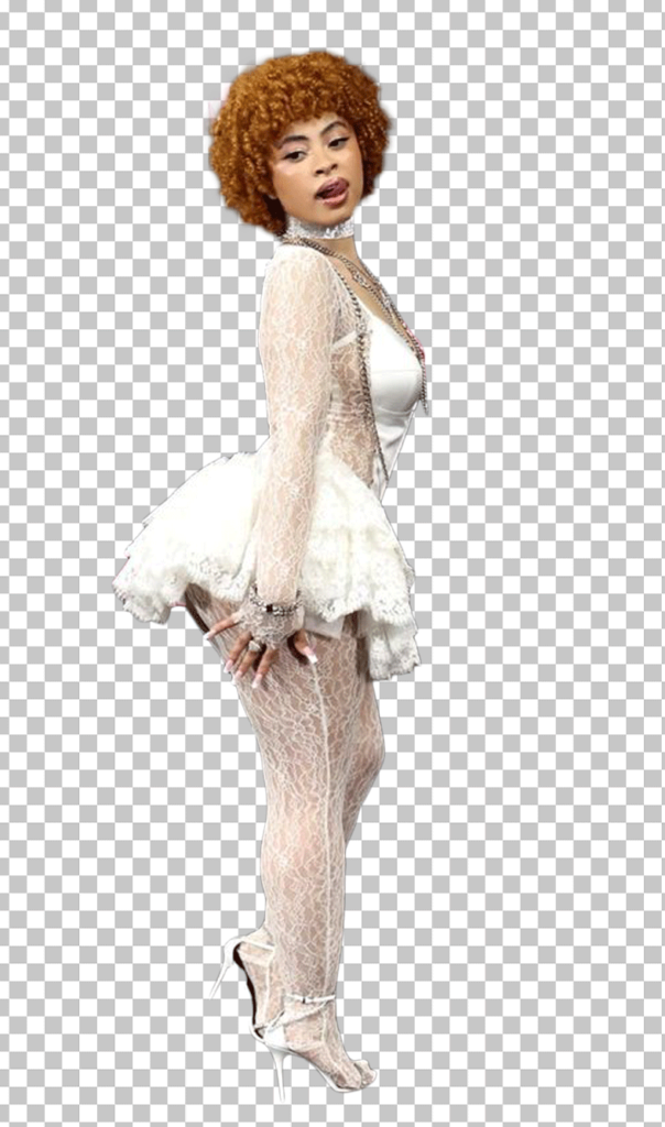 Ice Spice wearing a white dress PNG Image
