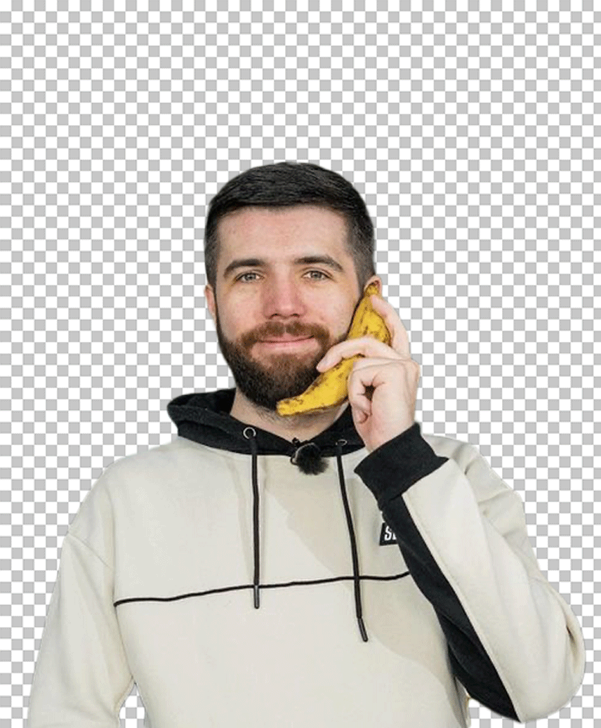 Josh Zerker holding a banana PNG Image