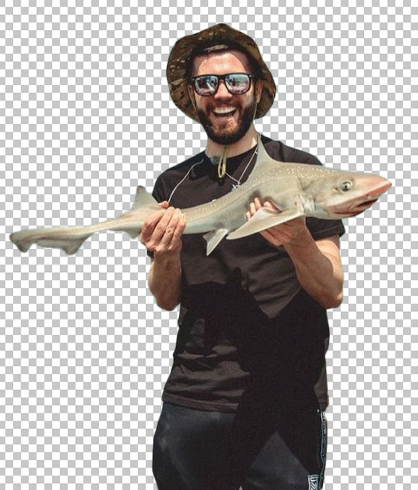 Josh Zerker holding a baby shark PNG Image