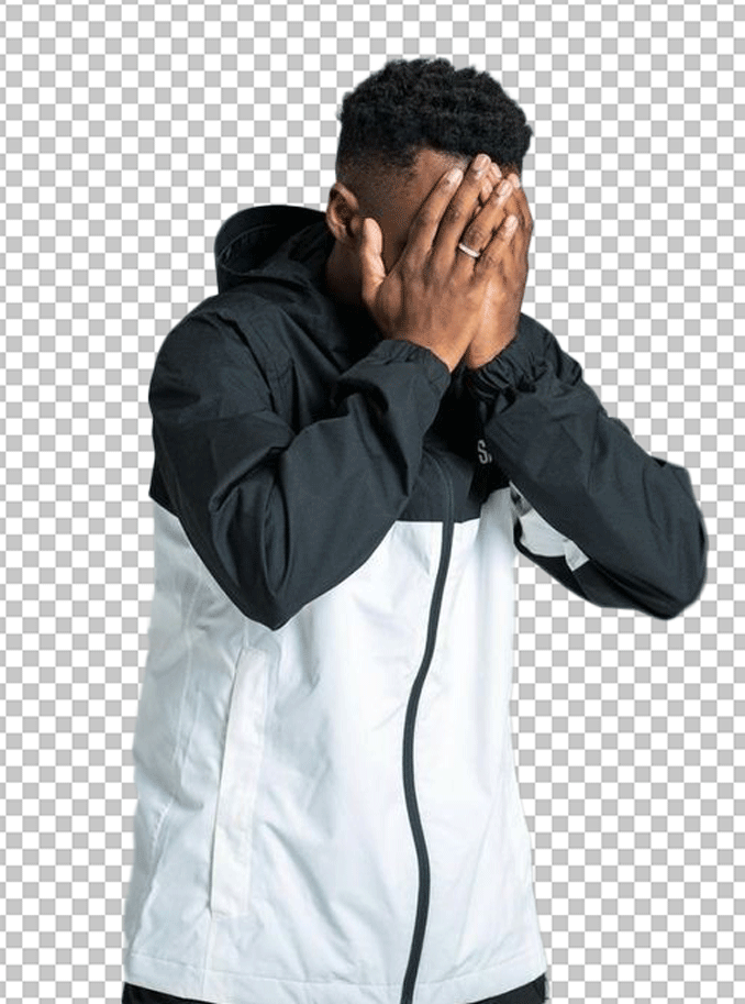 Tobi Brown covering his face PNG Image