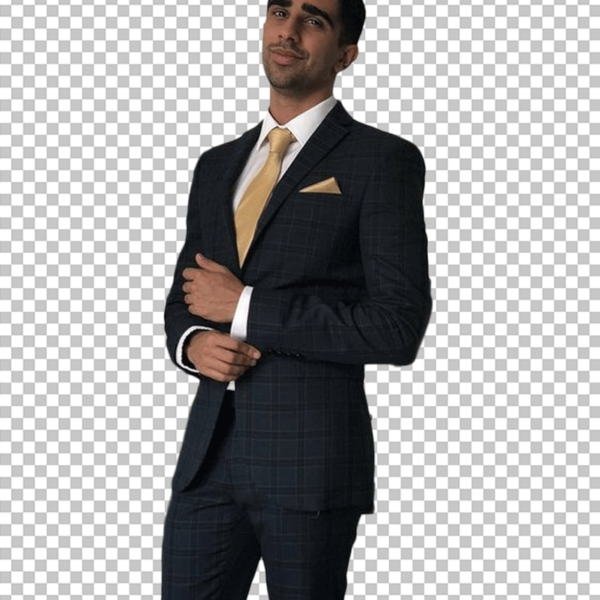 Vikram Singh Barn is standing in a suit PNG Image