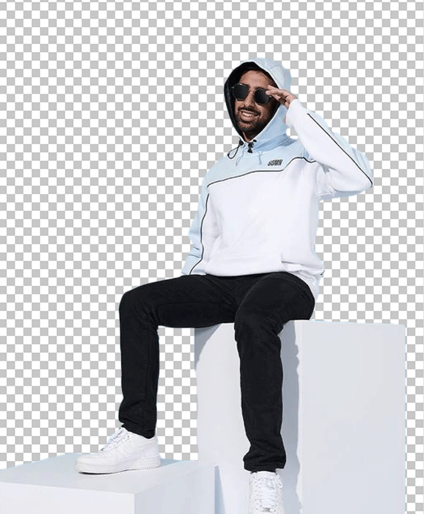 Vikkstar is sitting on a white box PNG Image